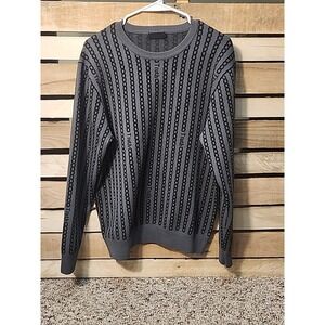 Truth By Republic Sweater Mens Medium Gray Black‎ Crew Neck Knit Casual Abstract